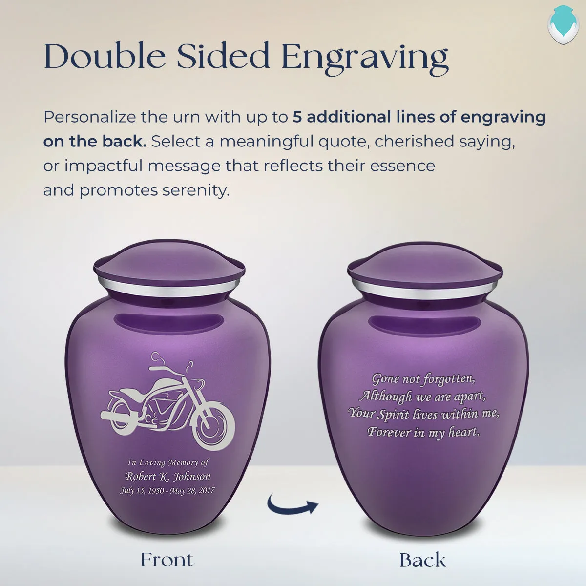 Adult Embrace Purple Motorcycle Cremation Urn