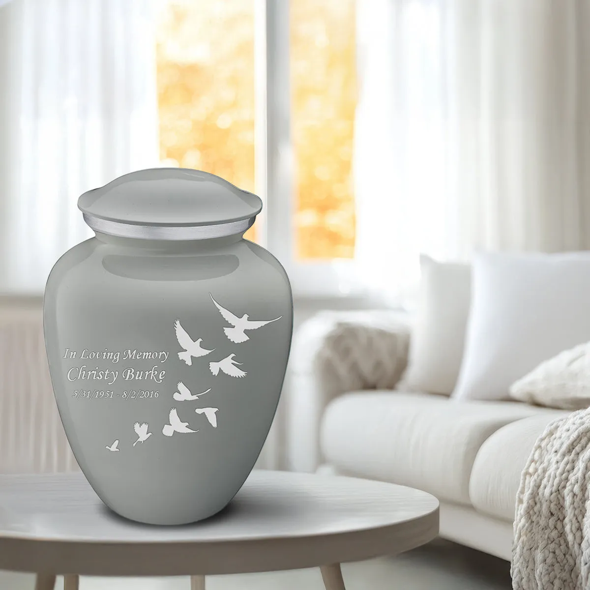 Adult Embrace Slate Grey Doves Cremation Urn