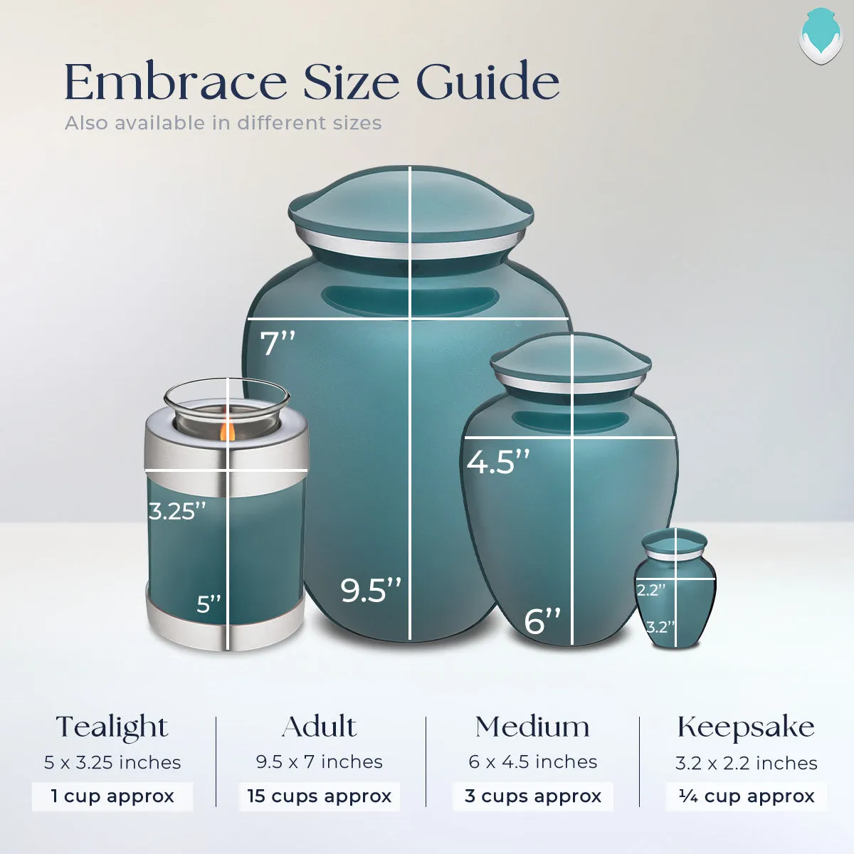 Adult Embrace Teal Doves Cremation Urn