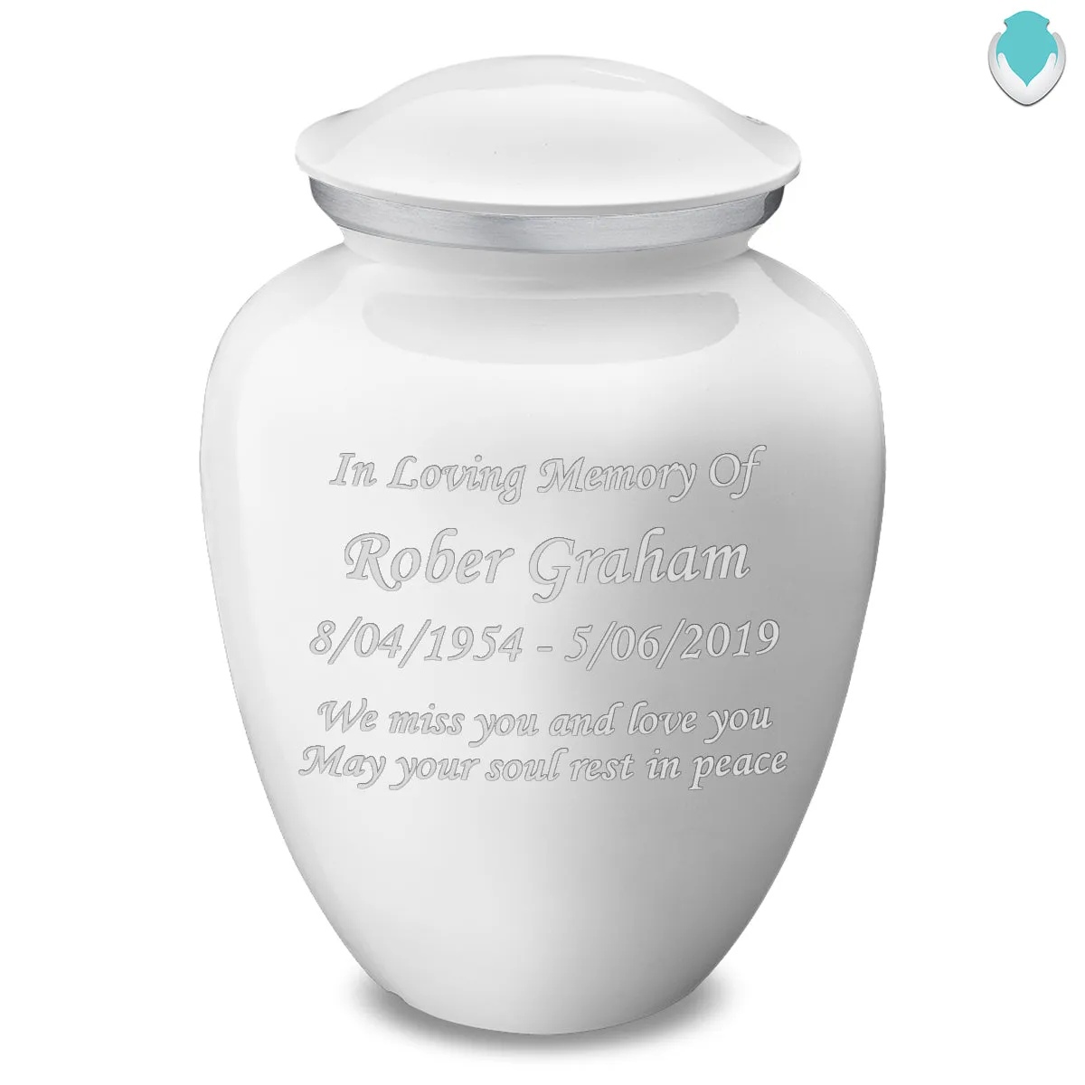 Adult Embrace White Custom Engraved Cremation Urn