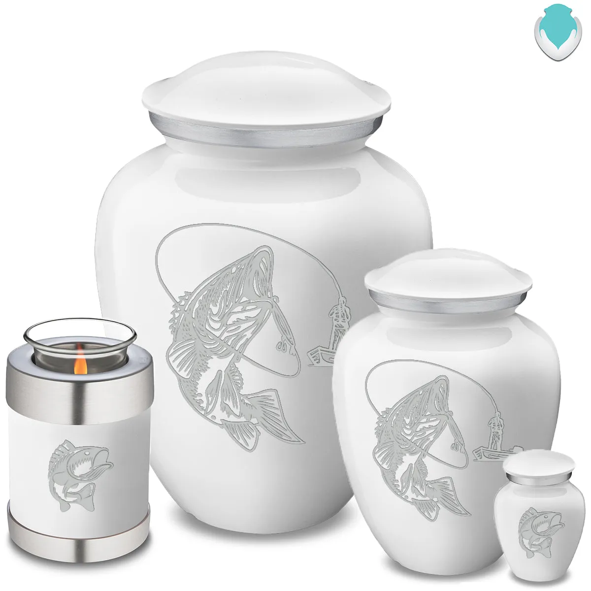 Adult Embrace White Fishing Cremation Urn