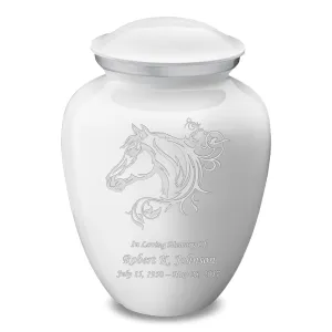 Adult Embrace White Horse Cremation Urn