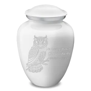 Adult Embrace White Owl Cremation Urn