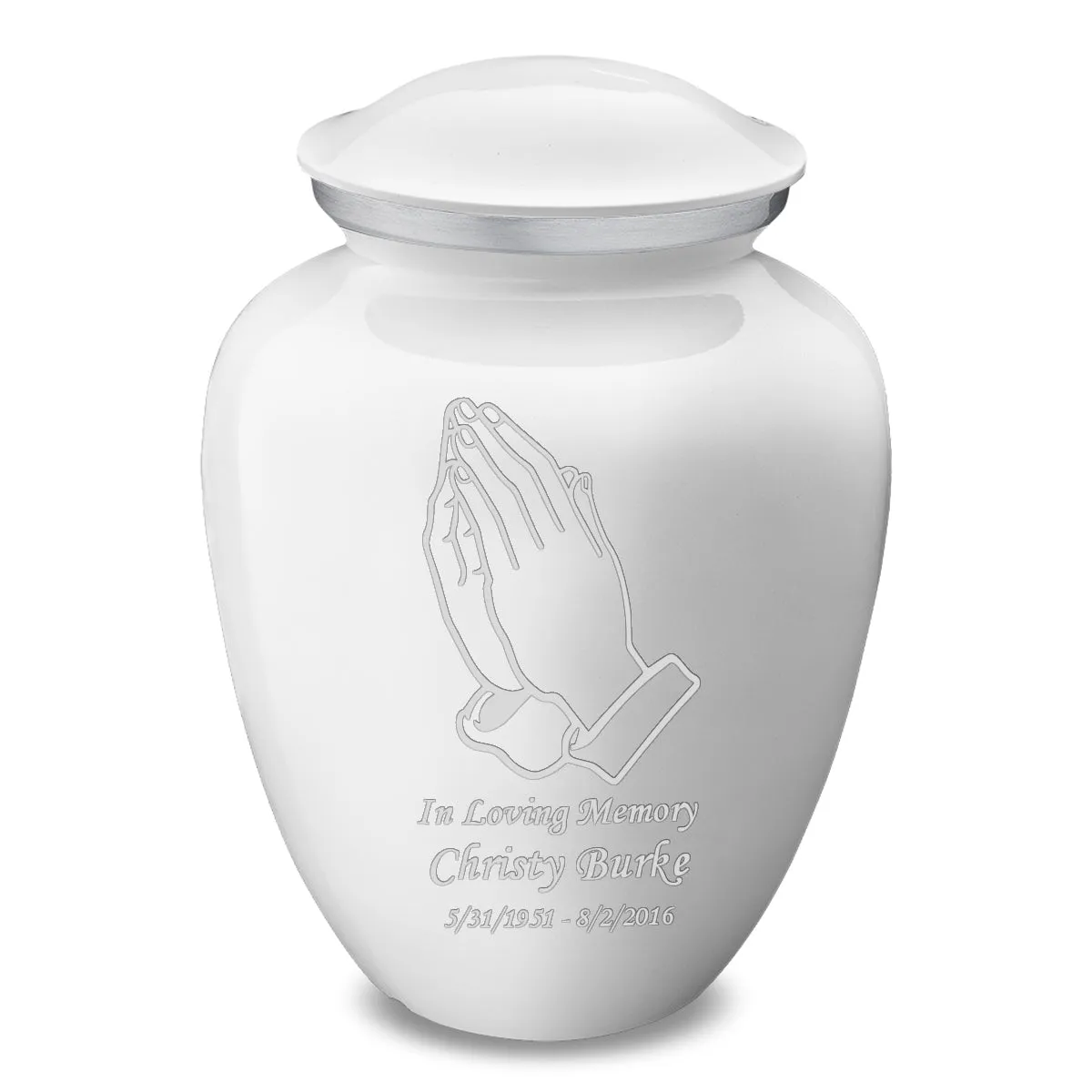 Adult Embrace White Praying Hands Cremation Urn