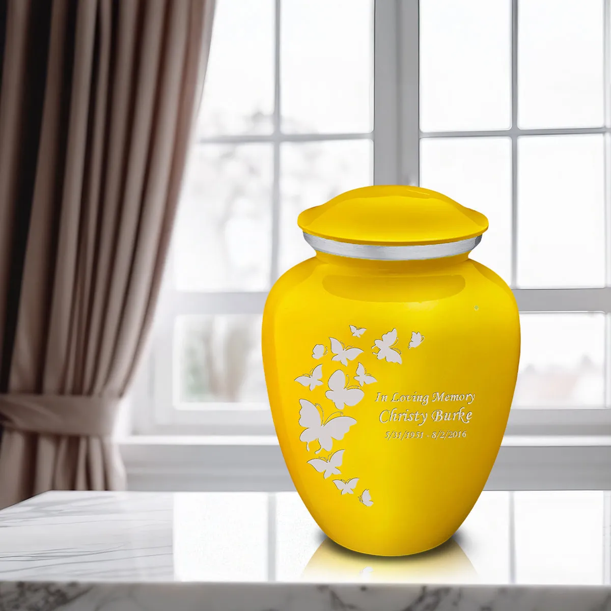 Adult Embrace Yellow Butterfly Cremation Urn
