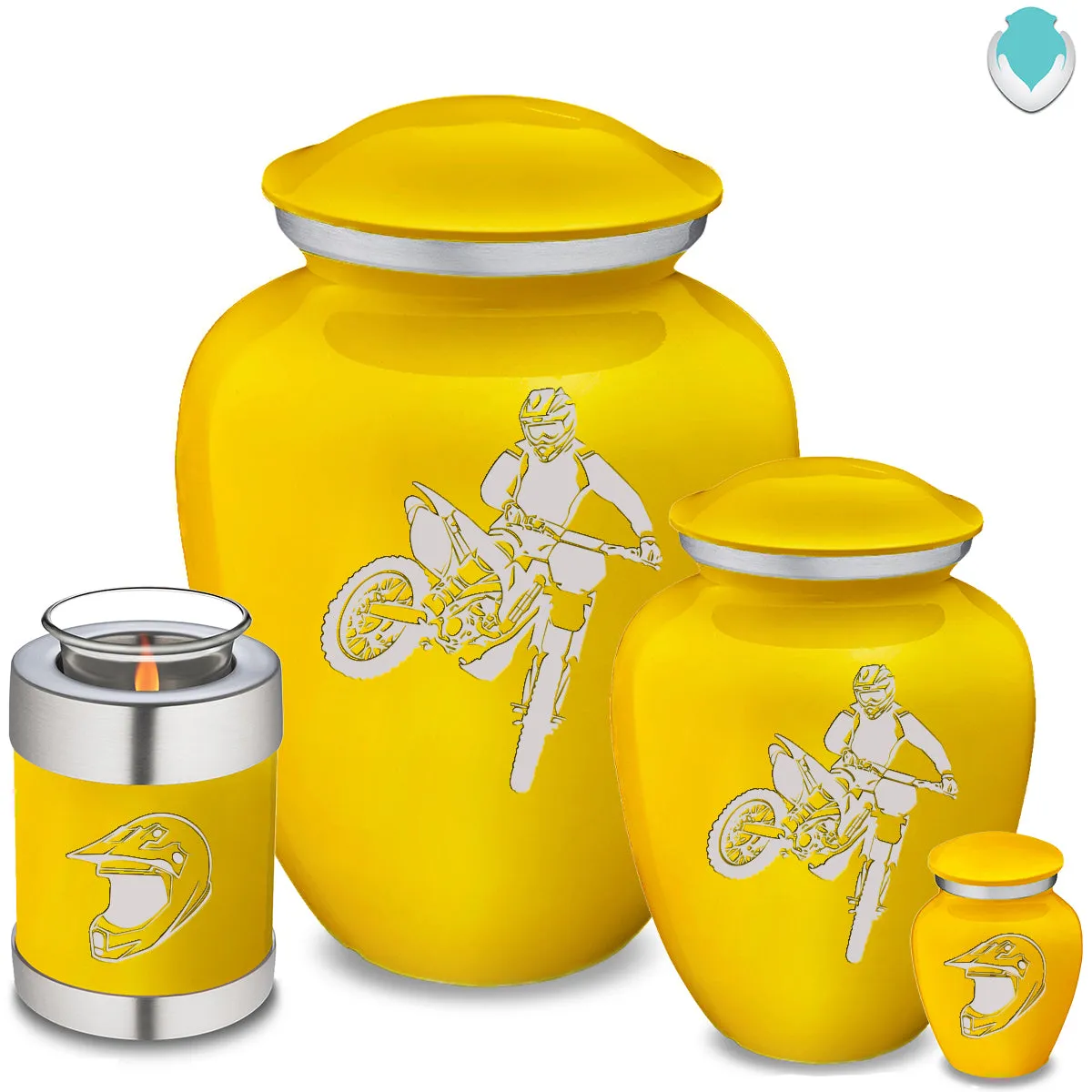 Adult Embrace Yellow Dirt Bike Cremation Urn