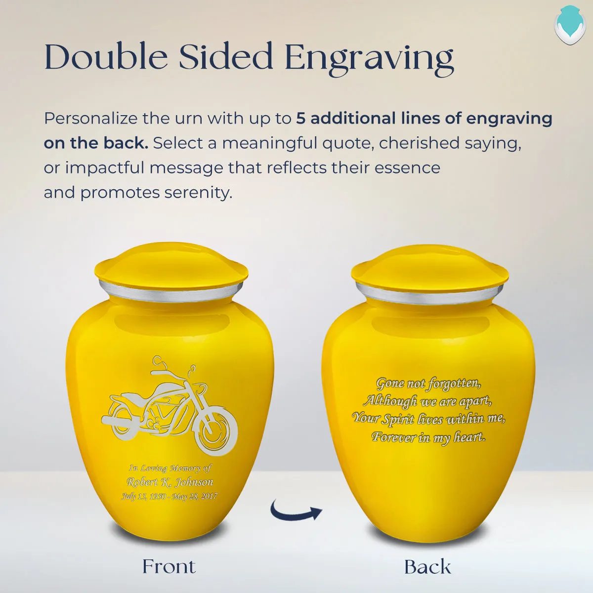 Adult Embrace Yellow Motorcycle Cremation Urn