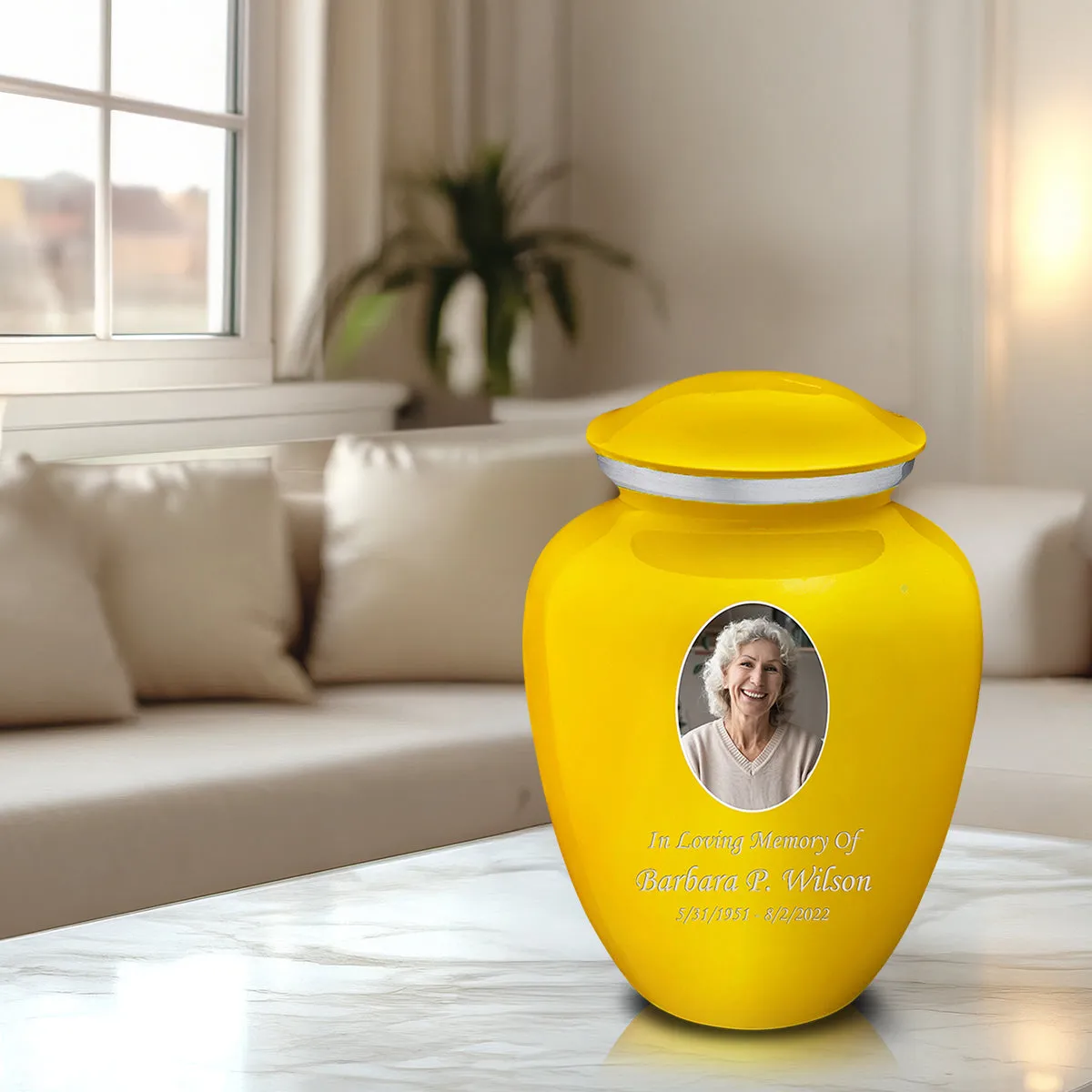 Adult Embrace Yellow Portrait Cremation Urn