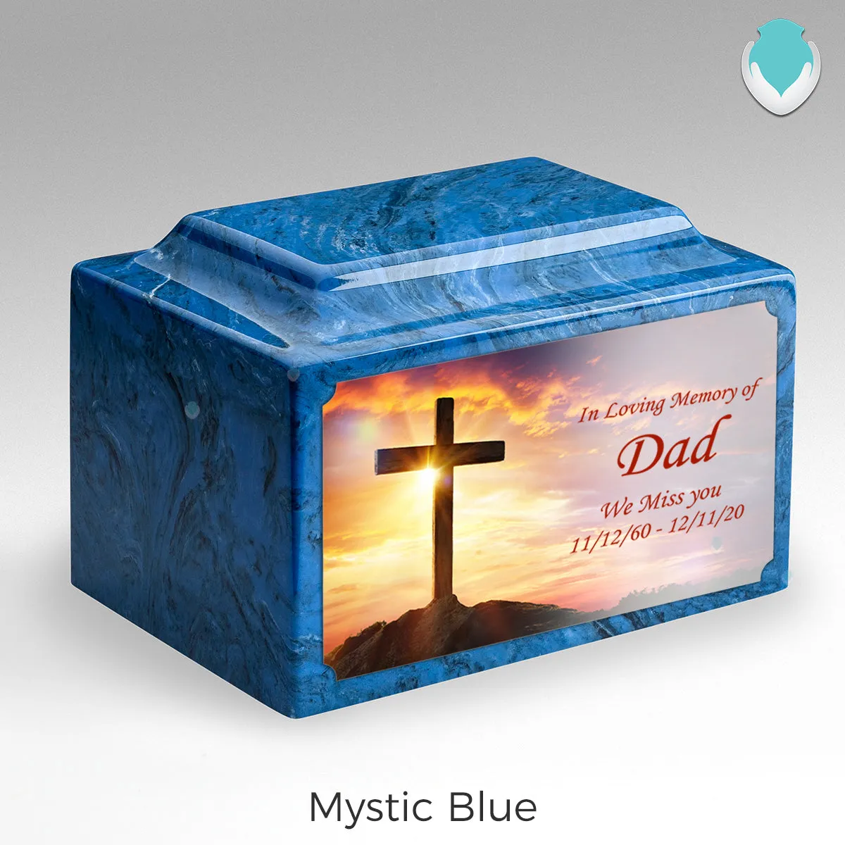 Adult Legacy Custom Printed Cross Cultured Marble Urns by MacKenzie