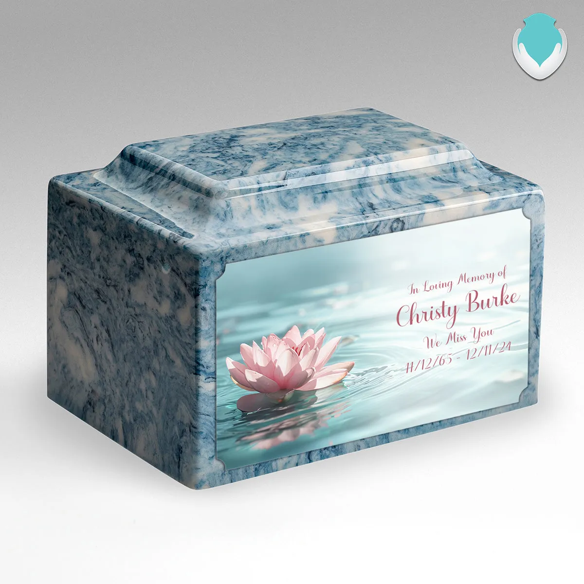 Adult Legacy Custom Printed Lotus Flower Cultured Marble Urns by MacKenzie