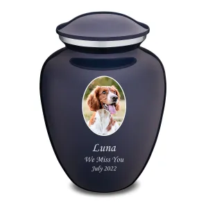 Adult Pet Embrace Cobalt Blue Portrait Cremation Urn
