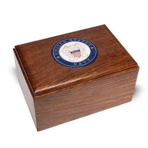 ADULT Rosewood Urn -2705- Bevel Edge with US Military Emblem