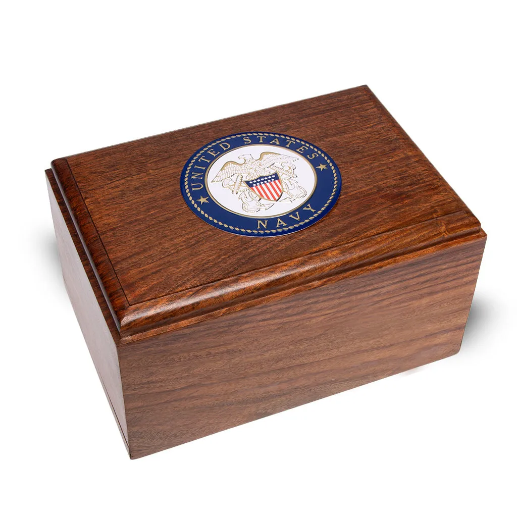 ADULT Rosewood Urn -2705- Bevel Edge with US Military Emblem