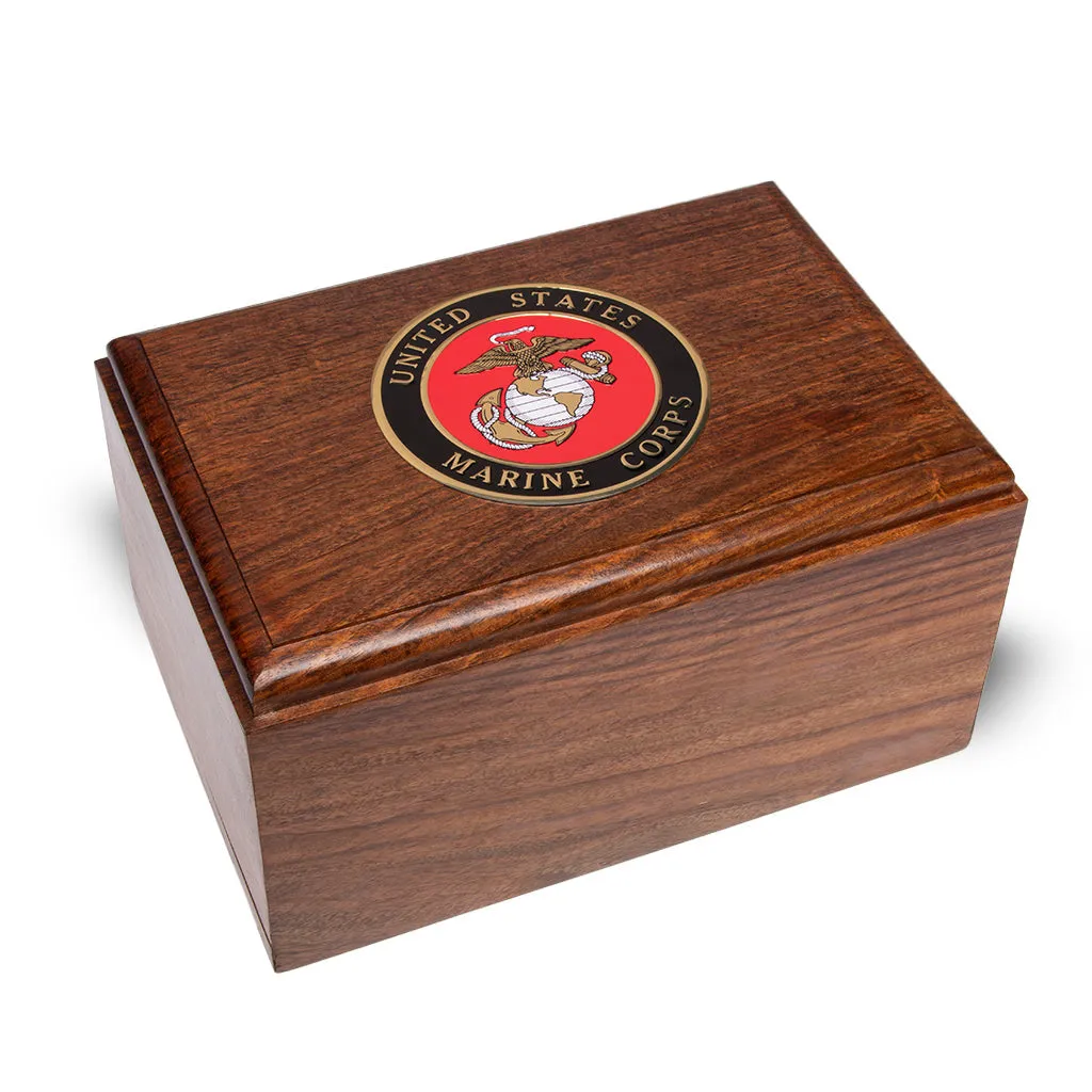 ADULT Rosewood Urn -2705- Bevel Edge with US Military Emblem