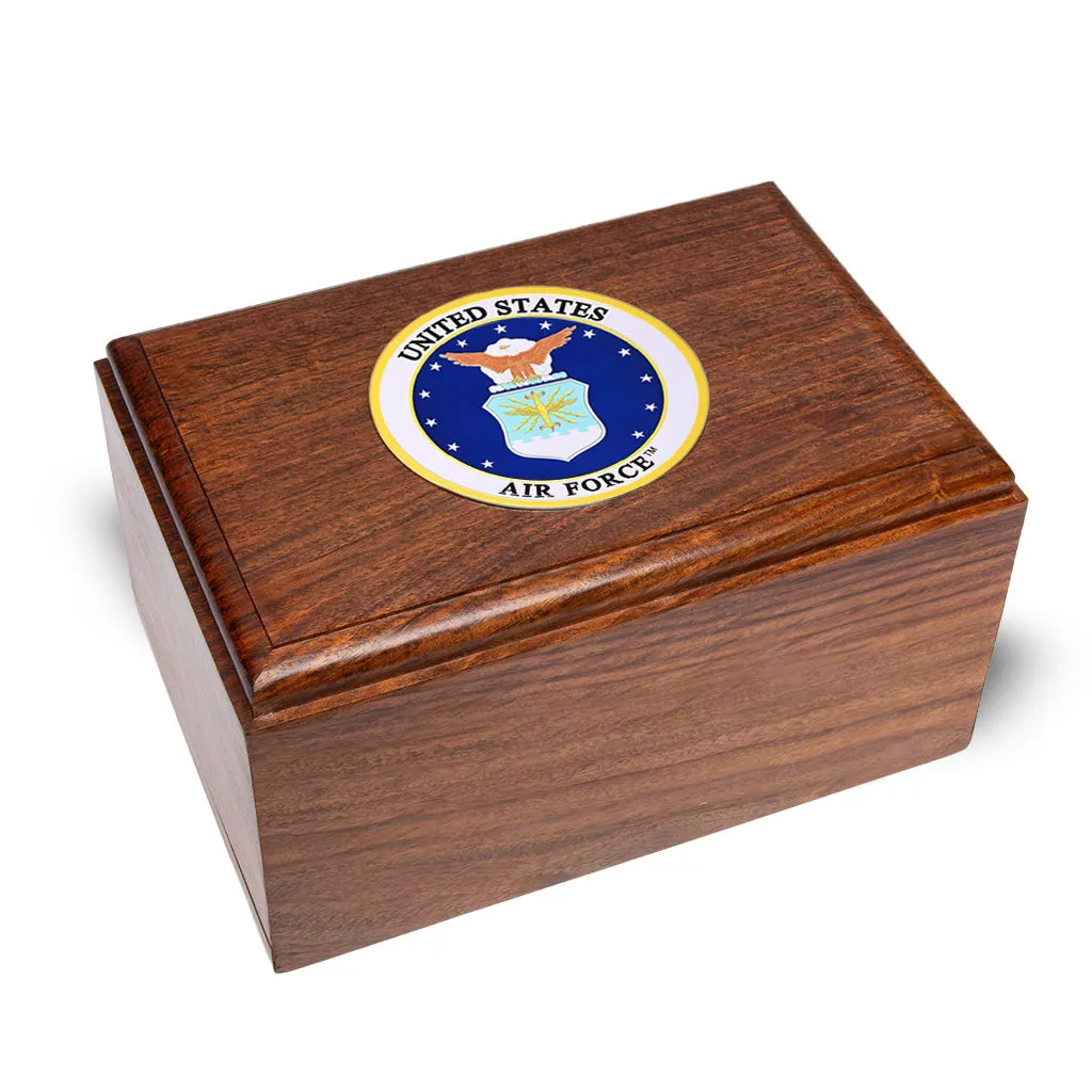 ADULT Rosewood Urn -2705- Bevel Edge with US Military Emblem