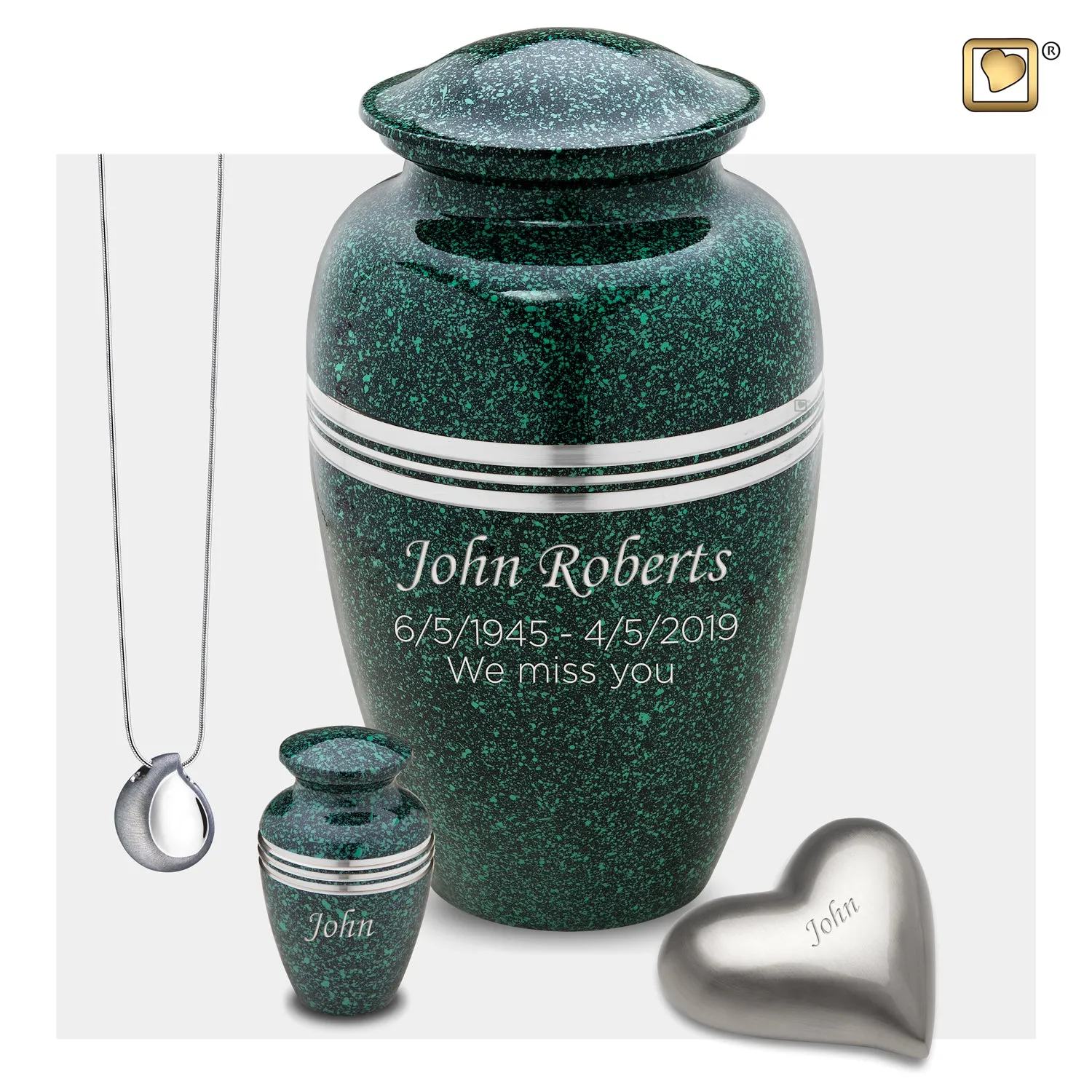 Adult Speckled Emerald Cremation Urn - COMFORT by LoveUrns