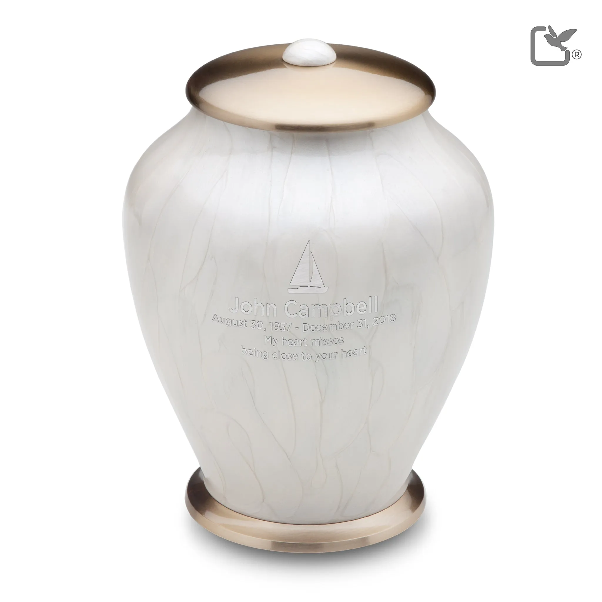 Adult Tall Simplicity Pearl Cremation Urn - COMFORT by LoveUrns