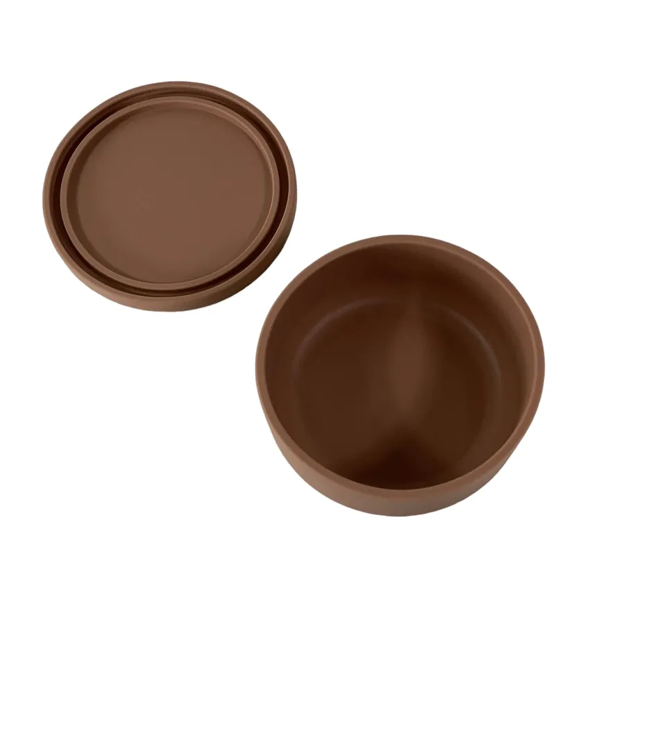 AEIOU B Is For Bowl Silicone Bowl with Lid, Clay