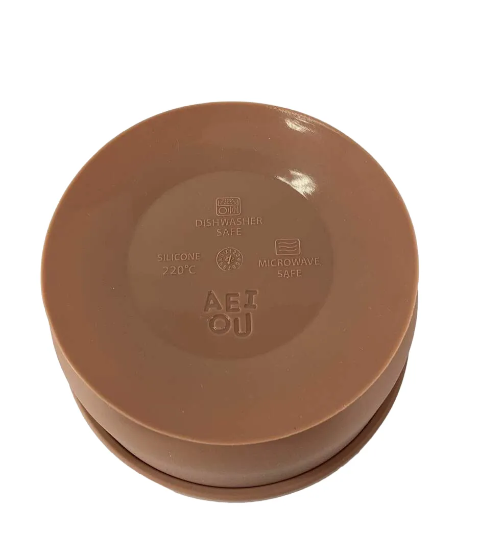 AEIOU B Is For Bowl Silicone Bowl with Lid, Clay