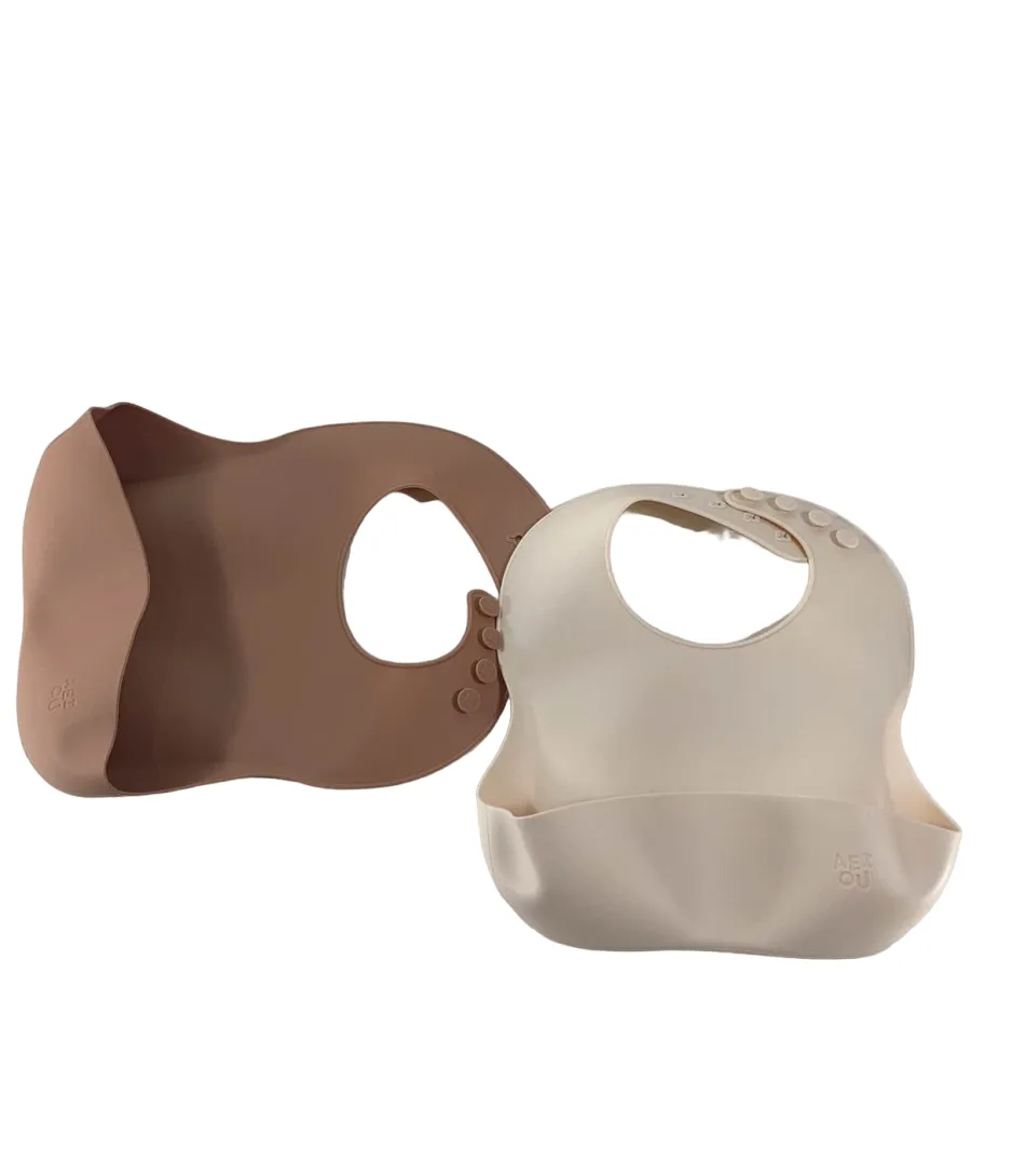 AEIOU Bib 2-Pack, Clay/Oat Milk