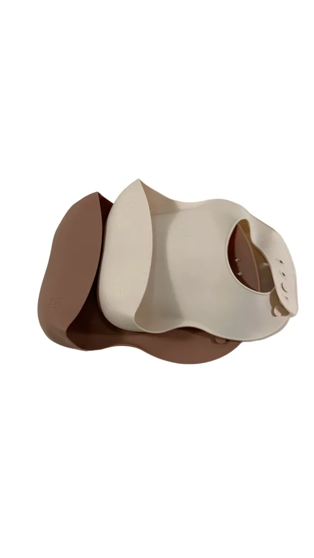 AEIOU Bib 2-Pack, Clay/Oat Milk