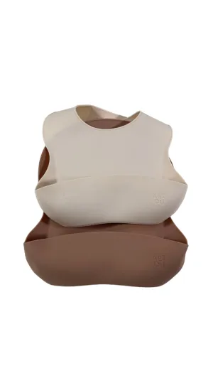 AEIOU Bib 2-Pack, Clay/Oat Milk