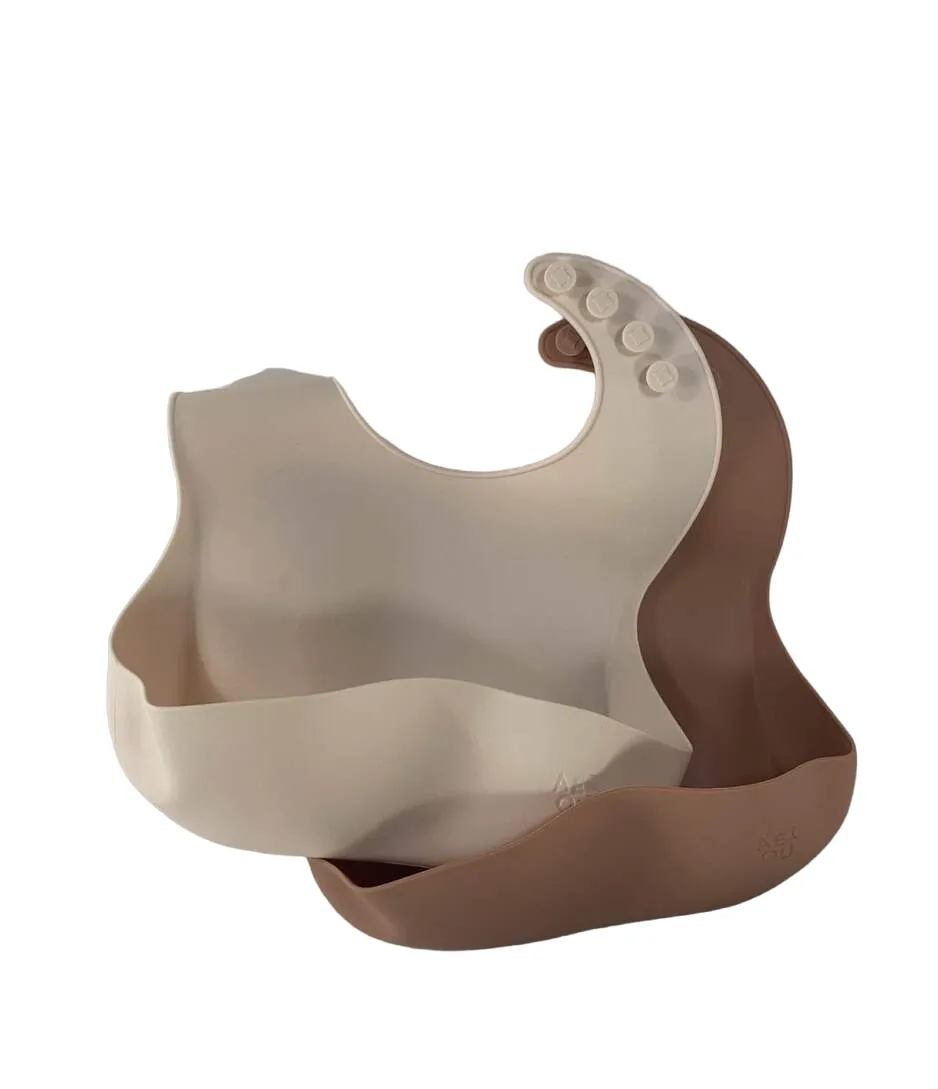 AEIOU Bib 2-Pack, Clay/Oat Milk