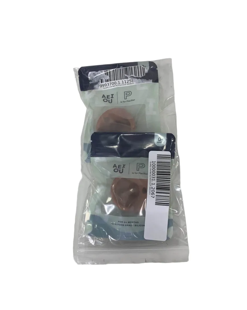 AEIOU Silicone Pacifier, 2 Pack, Clay/Clay