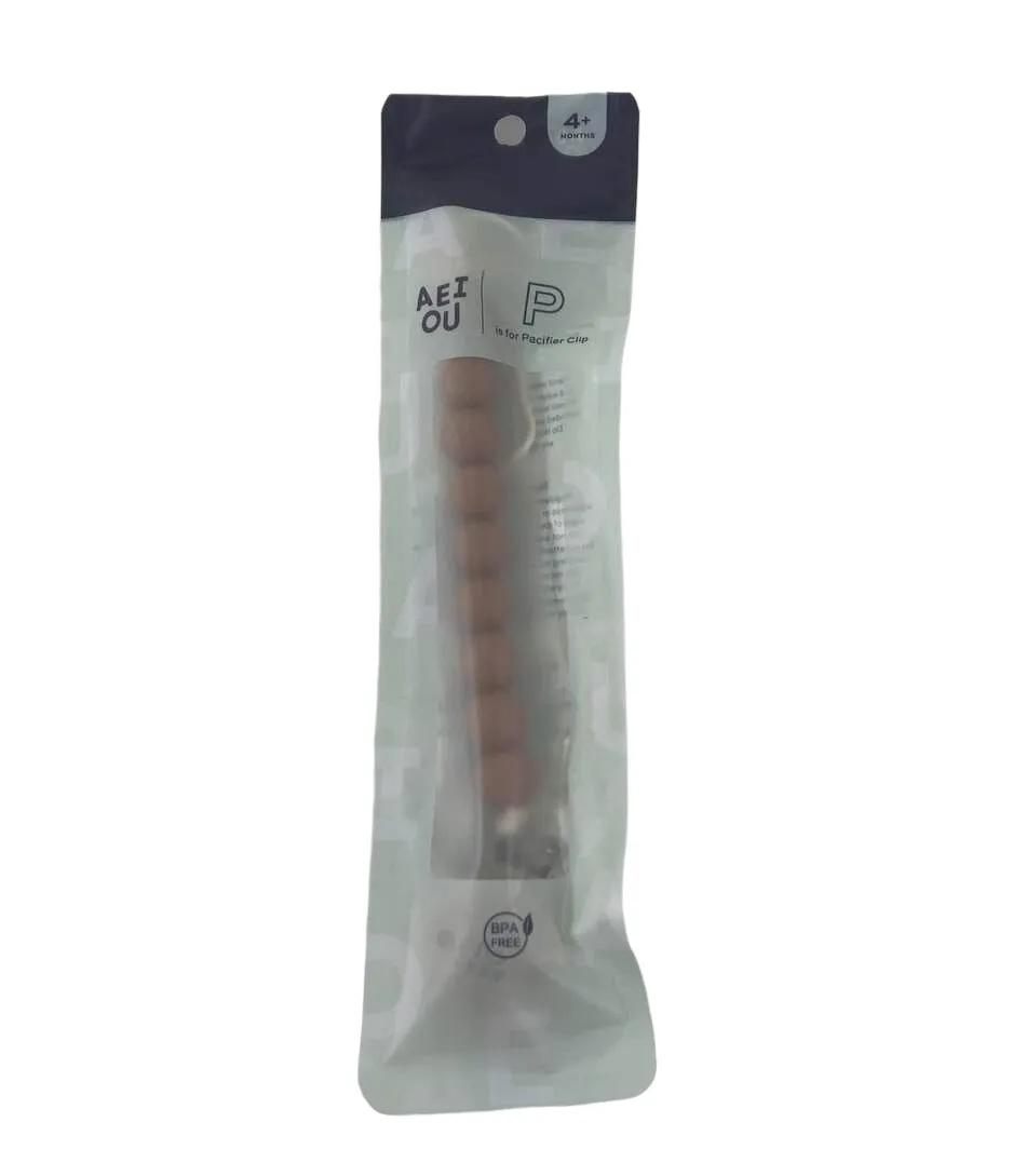 AEIOU Silicone Pacifier Clip, Clay