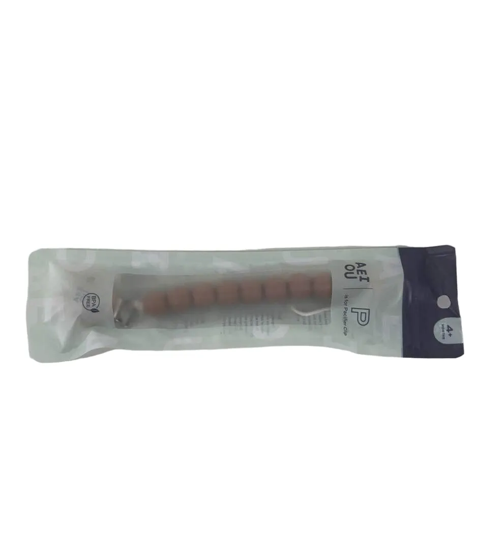 AEIOU Silicone Pacifier Clip, Clay