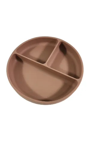 AEIOU Suction Divided Plate, Clay