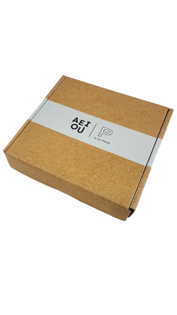 AEIOU Suction Divided Plate, Clay