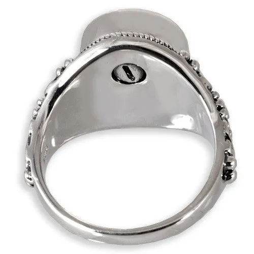 Antique Round Cremation Ring with Clear Glass Front