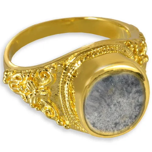 Antique Round Cremation Ring with Clear Glass Front