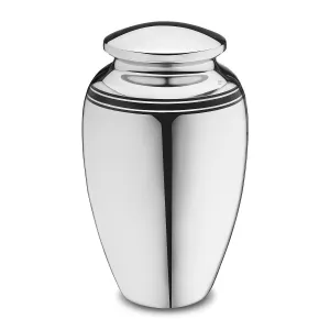 Art Deco Brass Cremation Urn in Silver Finish