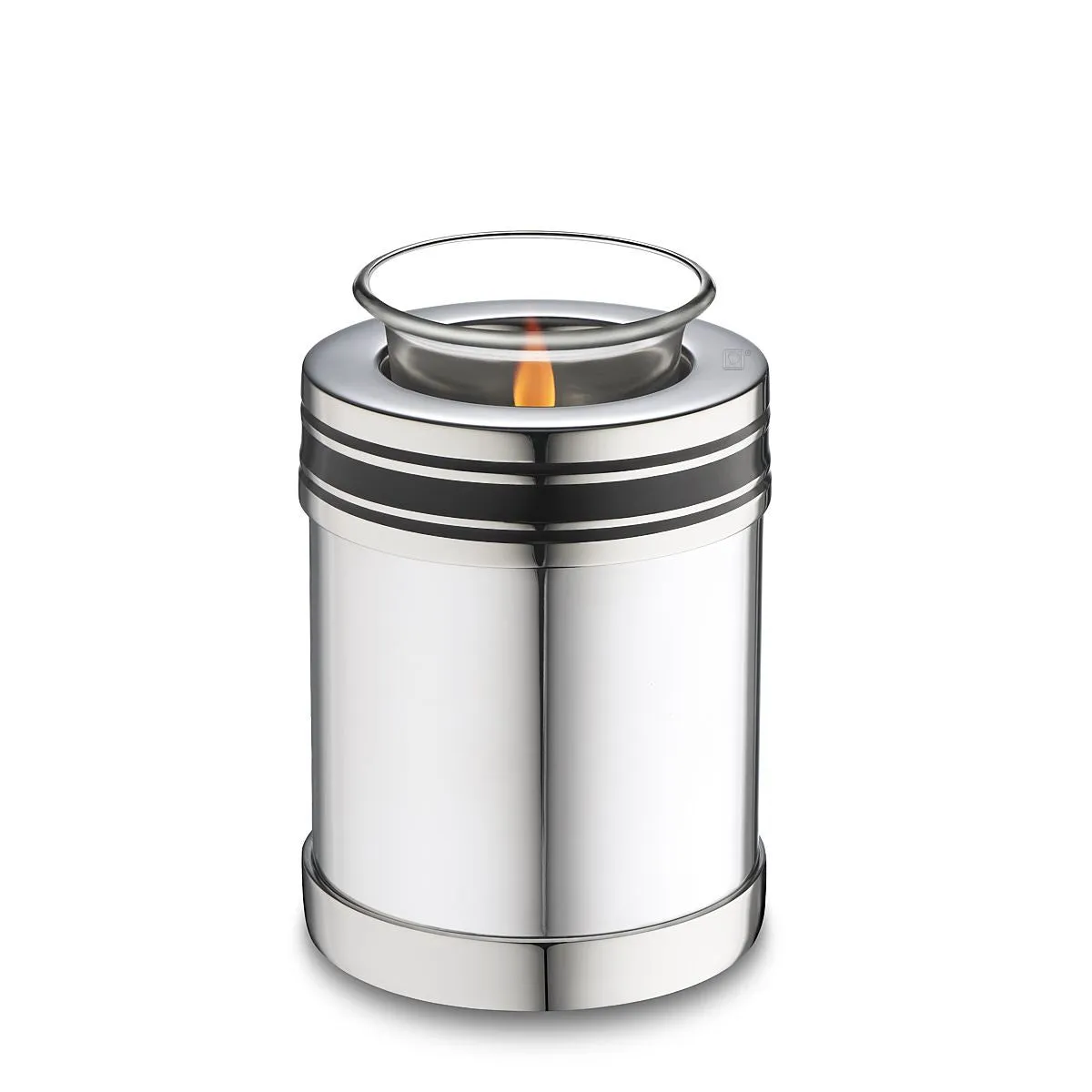 Art Deco Brass Cremation Urn in Silver Finish