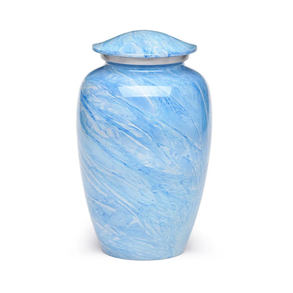 Artisan Blue Metal Cremation Urn