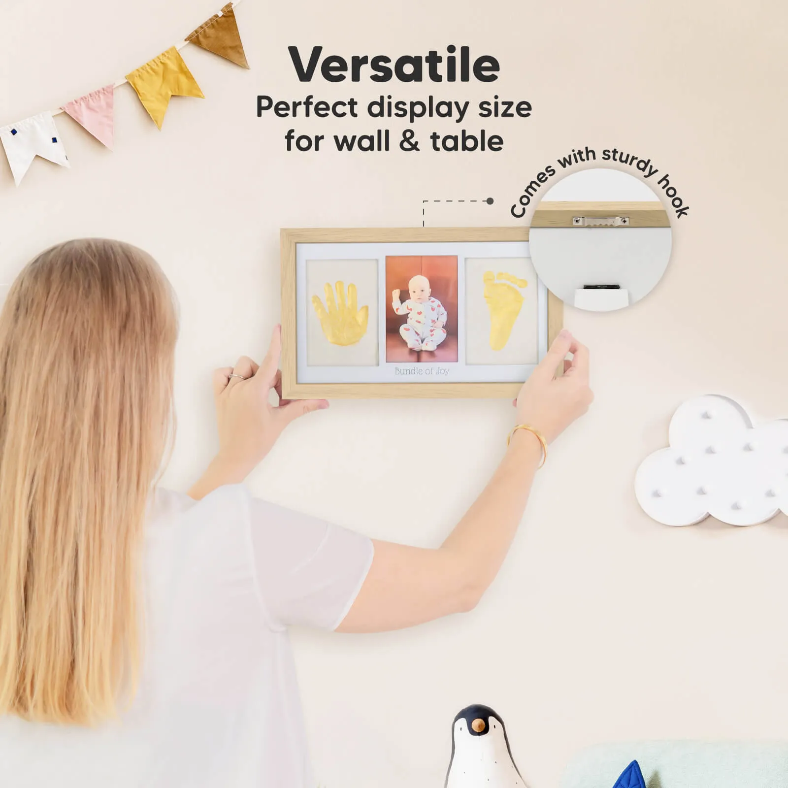 Baby Handprint & Footprint Keepsake Duo Frame (Ash Wood)