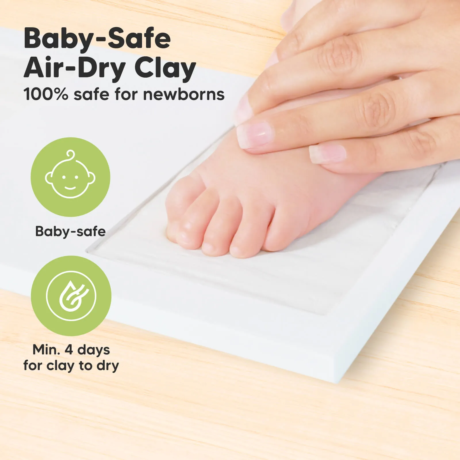 Baby Handprint & Footprint Keepsake Duo Frame (Ash Wood)