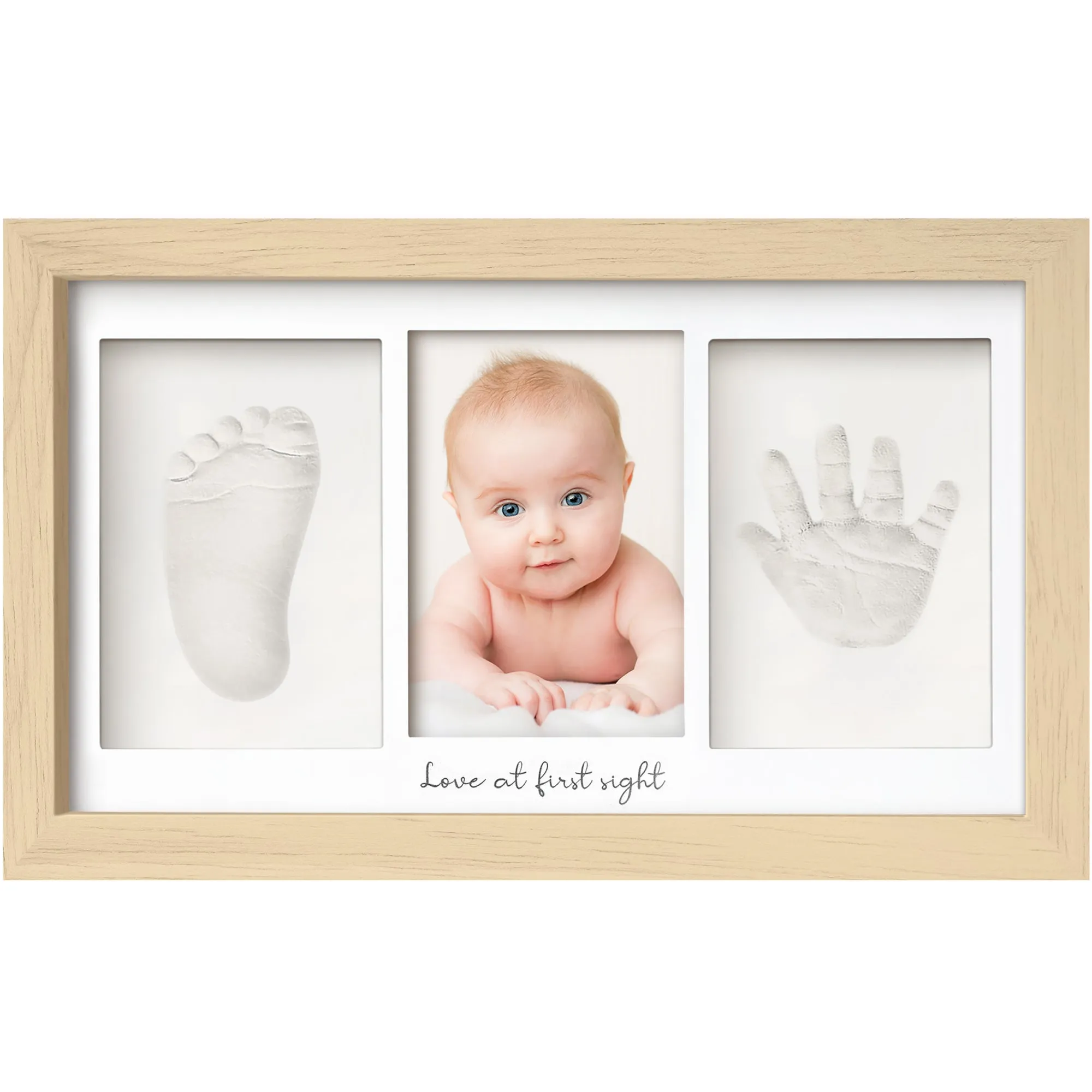 Baby Handprint & Footprint Keepsake Duo Frame (Ash Wood)