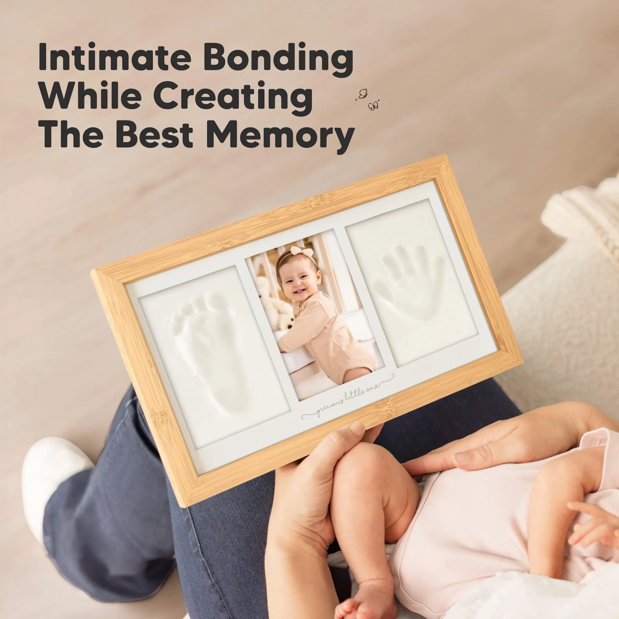 Baby Handprint & Footprint Keepsake Duo Frame (Bamboo)