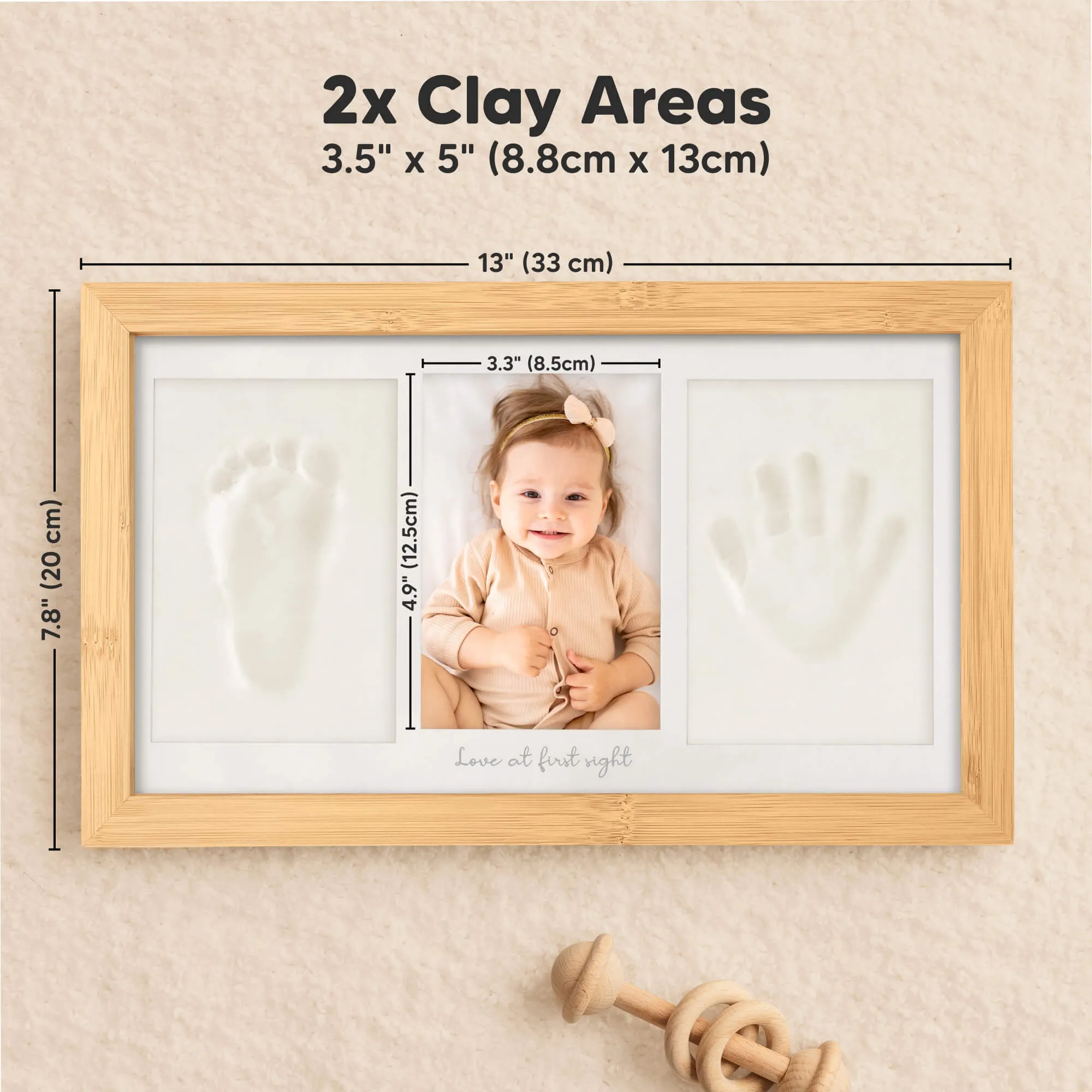 Baby Handprint & Footprint Keepsake Duo Frame (Bamboo)