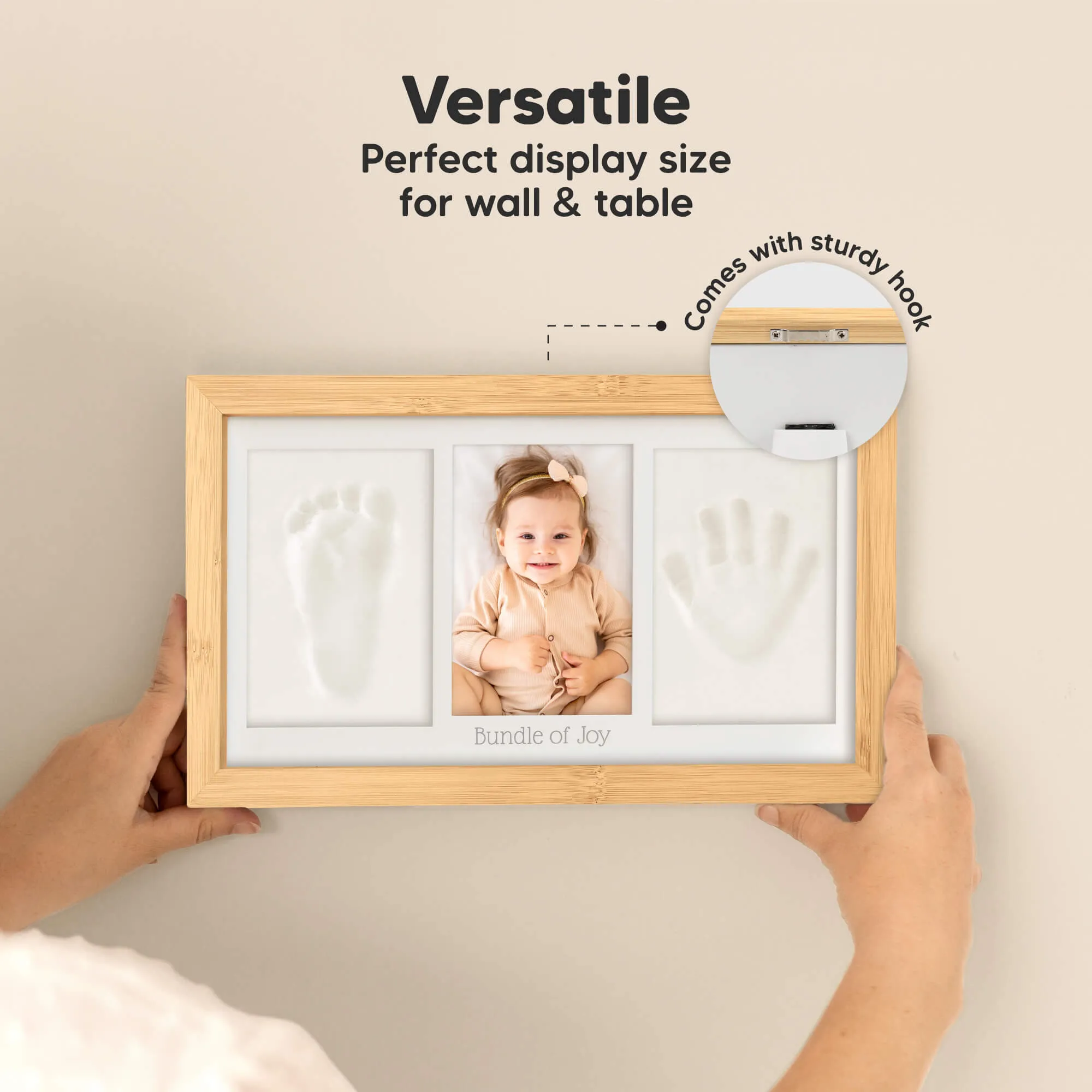 Baby Handprint & Footprint Keepsake Duo Frame (Bamboo)
