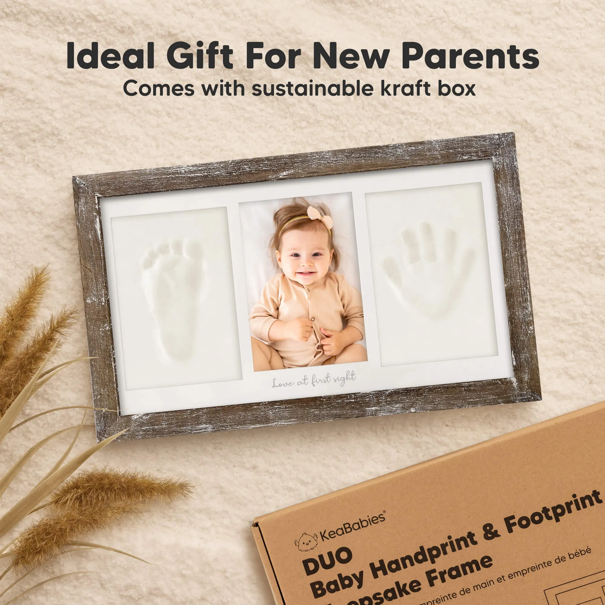 Baby Handprint & Footprint Keepsake Duo Frame (Barnwood)