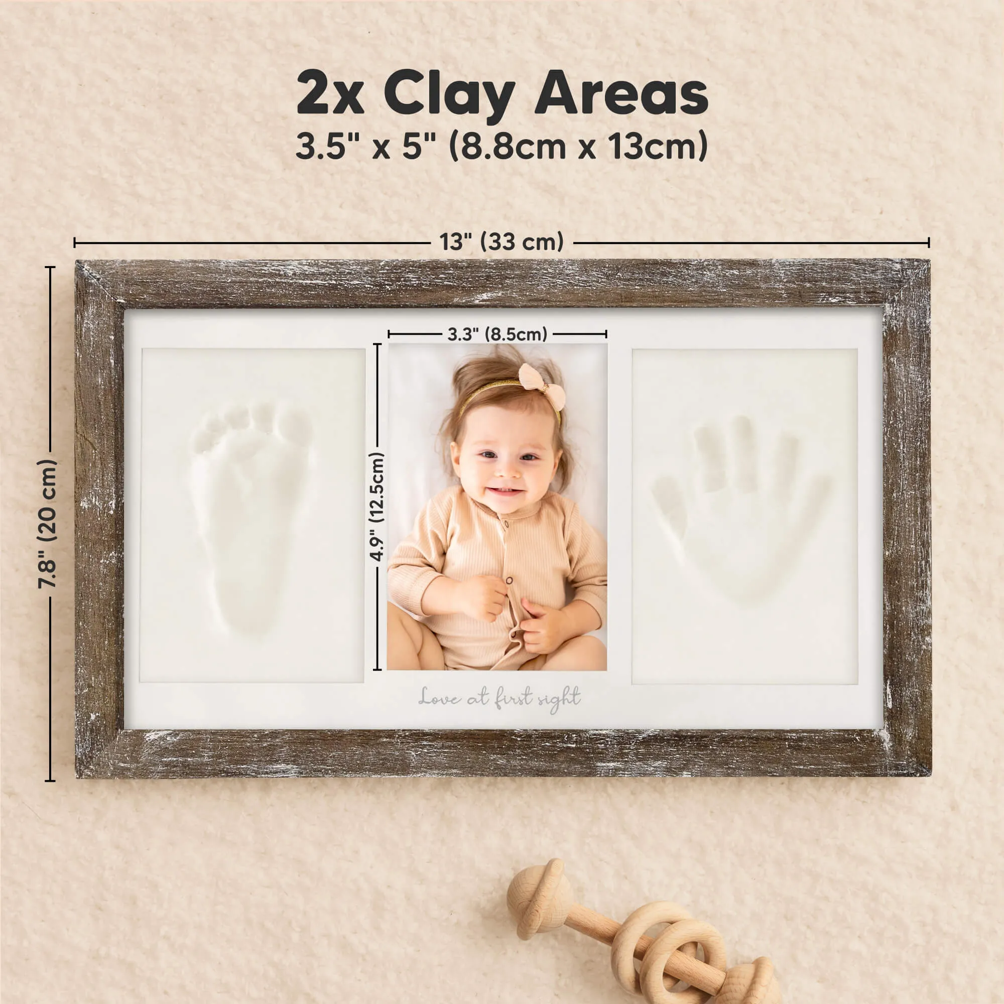 Baby Handprint & Footprint Keepsake Duo Frame (Barnwood)