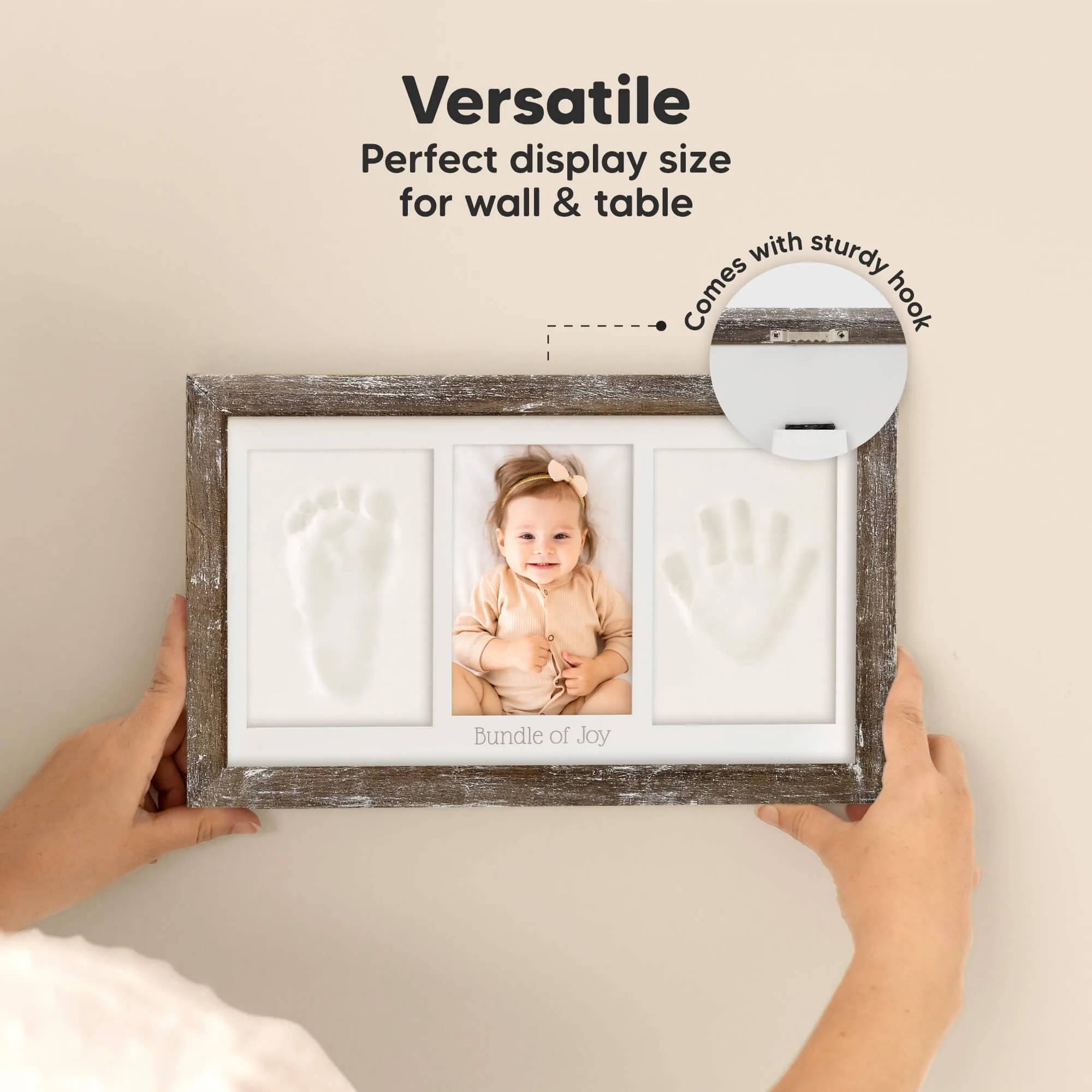Baby Handprint & Footprint Keepsake Duo Frame (Barnwood)