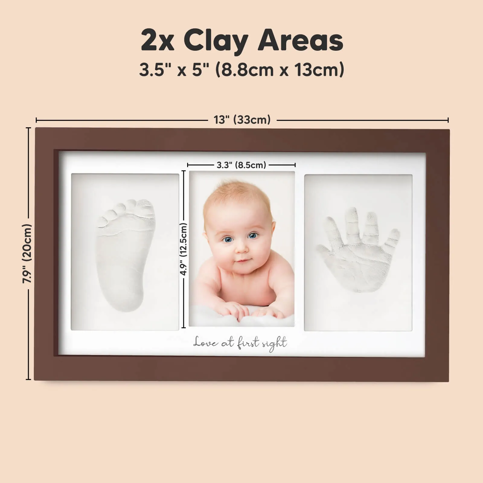 Baby Handprint & Footprint Keepsake Duo Frame (Cedar)