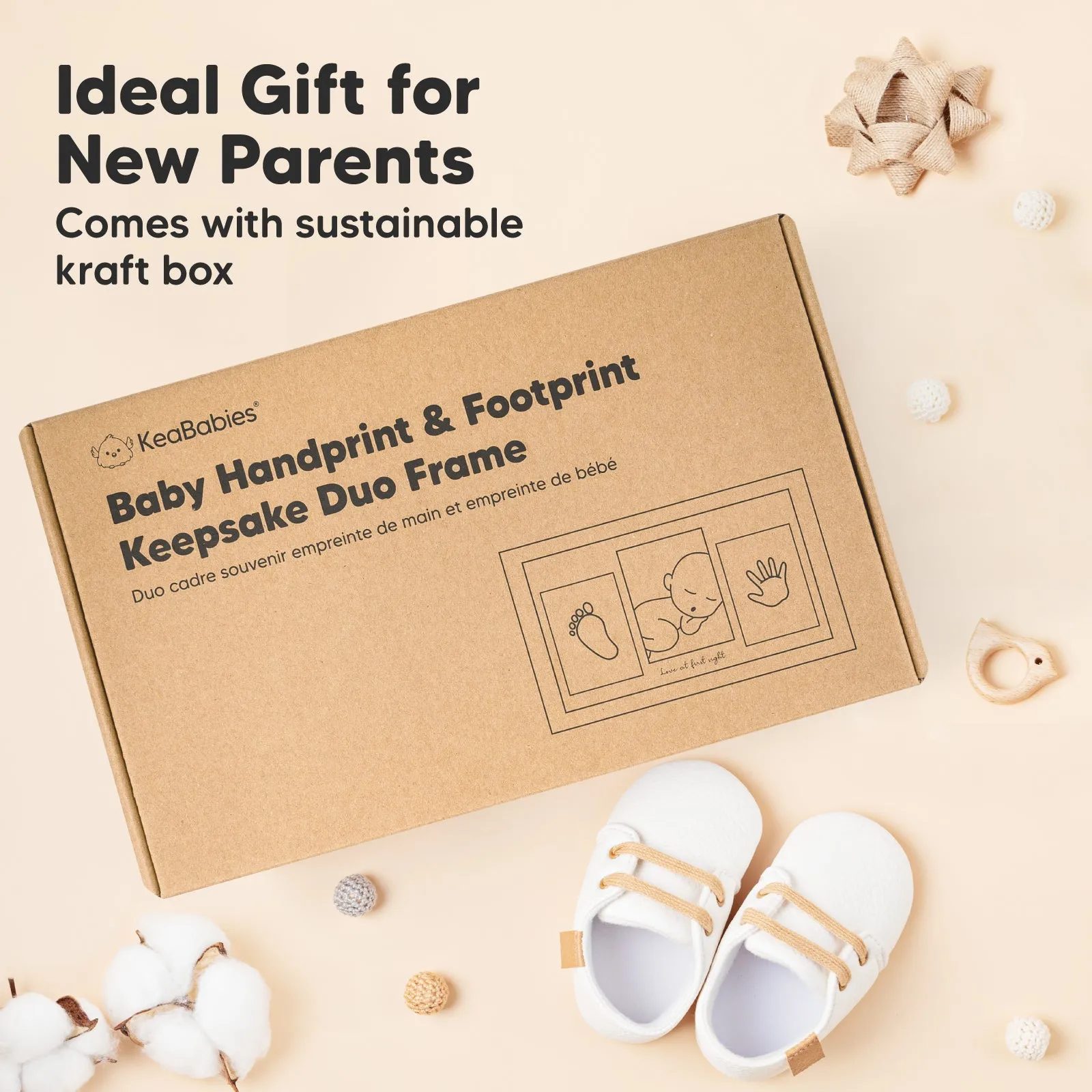 Baby Handprint & Footprint Keepsake Duo Frame (Cloud Gray)