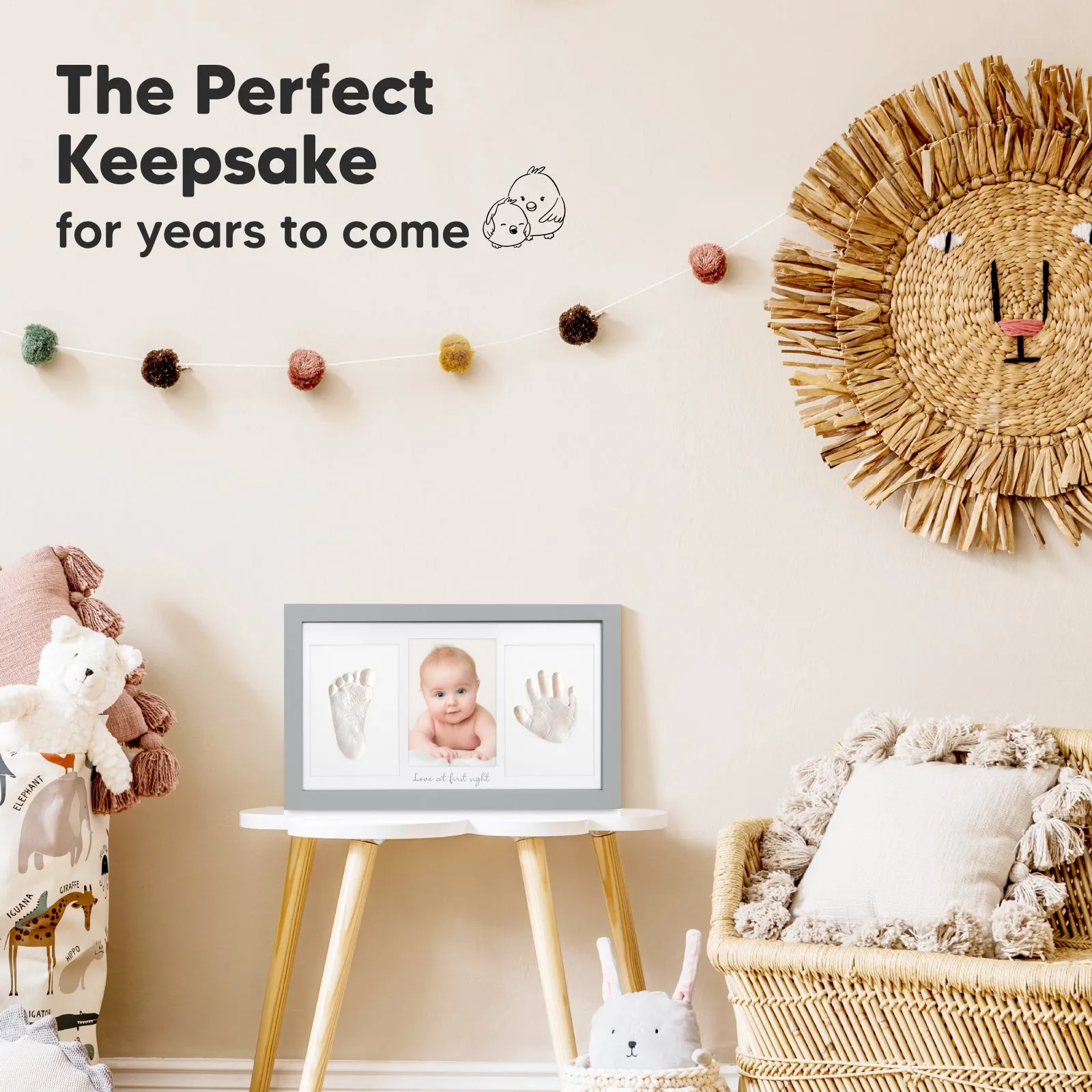 Baby Handprint & Footprint Keepsake Duo Frame (Cloud Gray)