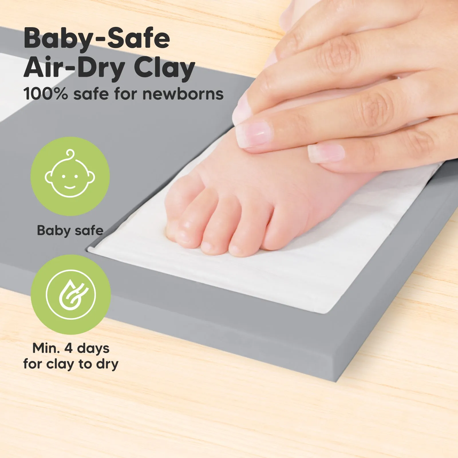 Baby Handprint & Footprint Keepsake Duo Frame (Cloud Gray)